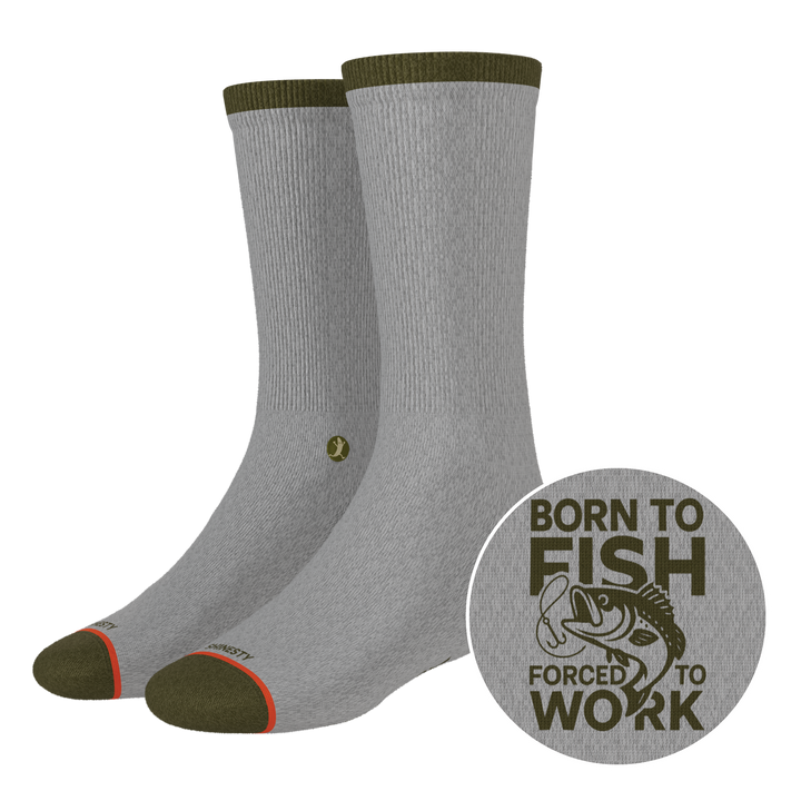 The Born To Fish | Fishing Motto Heel Hammock™ Crew Socks