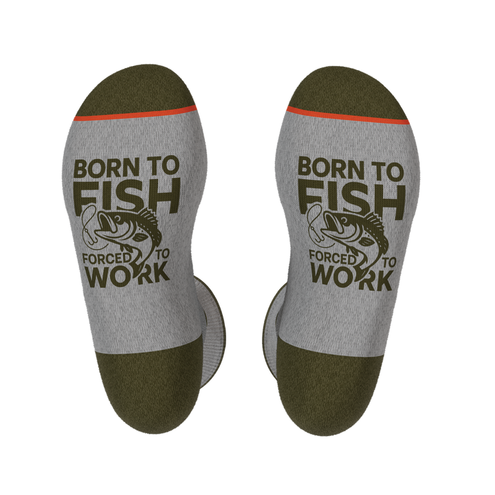 The Born To Fish | Fishing Motto Heel Hammock™ Crew Socks