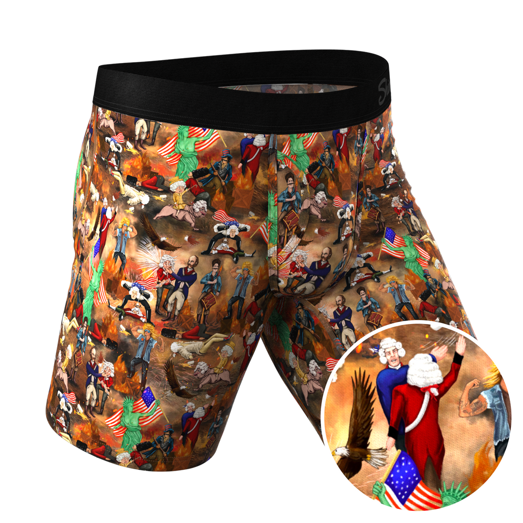 The Boston Tea Bag Party | Patriotic Long Leg Ball Hammock® Pouch Underwear With Fly