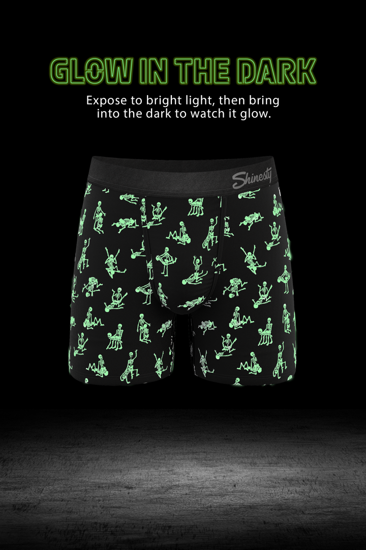 The Bare Back Bones | Glow in the Dark Skeletons Long Leg Ball Hammock® Pouch Underwear With Fly