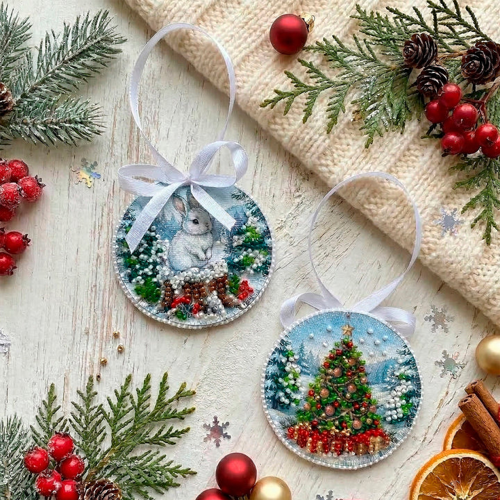 By the Christmas Tree Bead Embroidery Decoration Kit by Abris Art ABT-062
