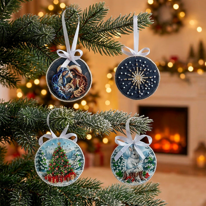 By the Christmas Tree Bead Embroidery Decoration Kit by Abris Art ABT-062