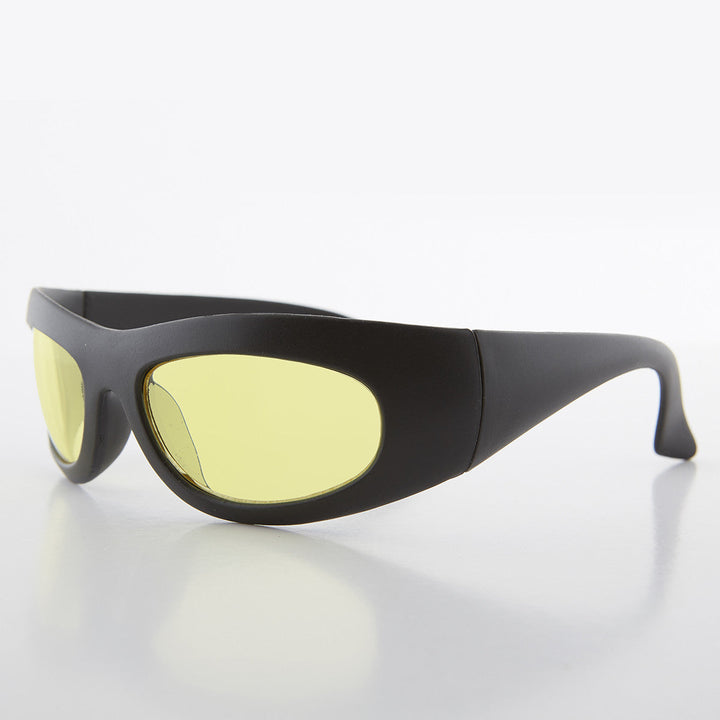 Wrap Around Yellow Lens Biker Sunglasses - Cade