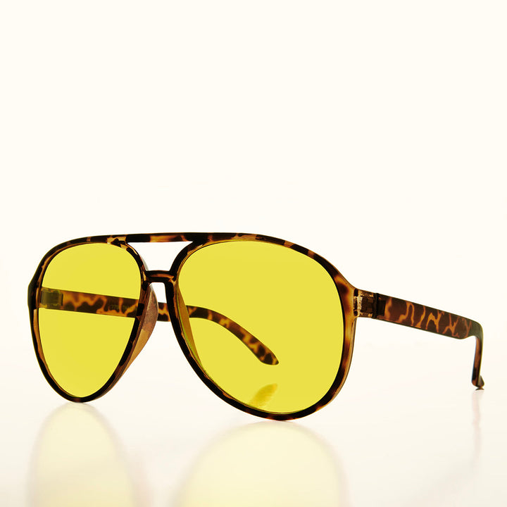90s Large Yellow Lens Aviator Sunglasses - Calzini