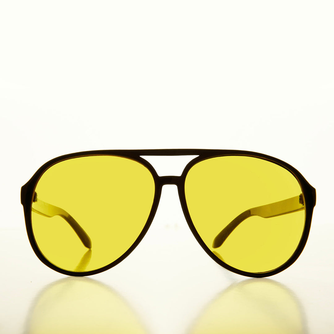 90s Large Yellow Lens Aviator Sunglasses - Calzini