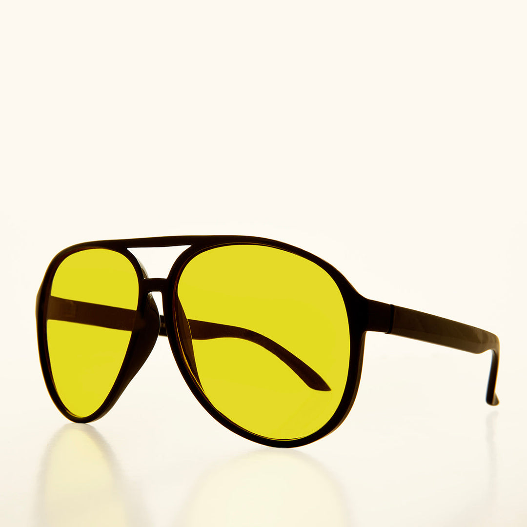 90s Large Yellow Lens Aviator Sunglasses - Calzini