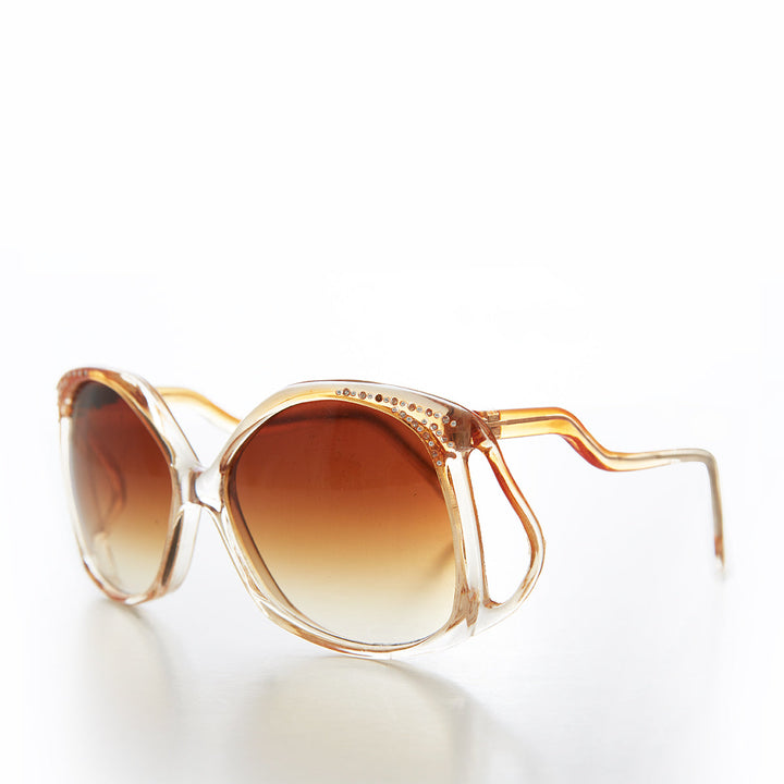 80s Oversized Sunglasses with Rhinestones - Carmine