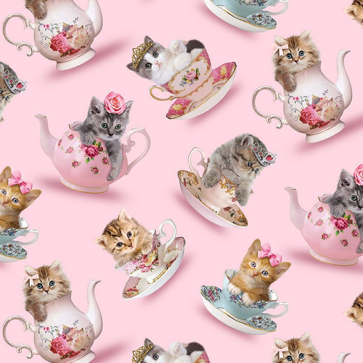 Cats & Teacups Collared Dress