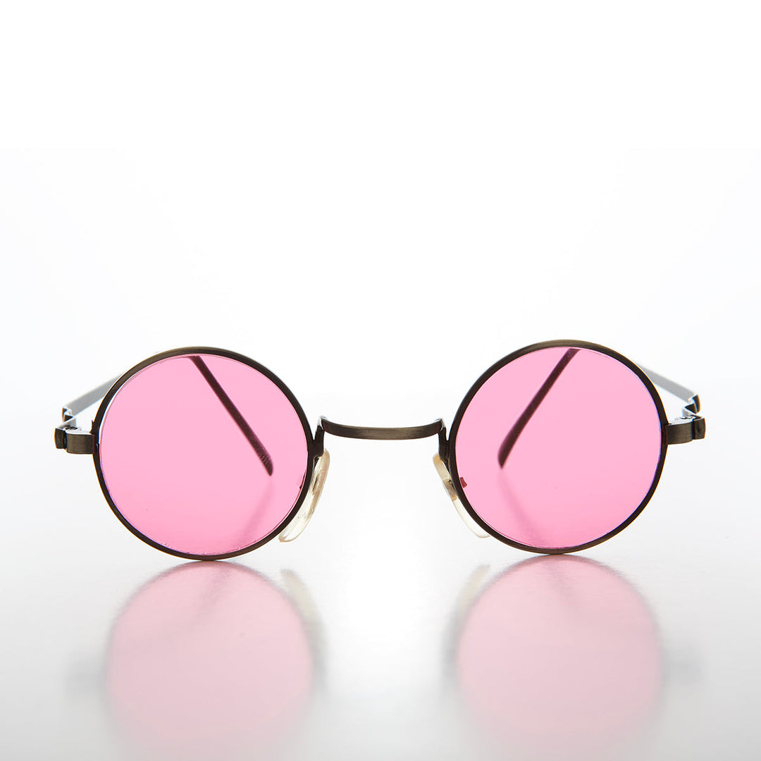 Small Round Tinted Lens Hippy Vintage Sunglasses - Chan