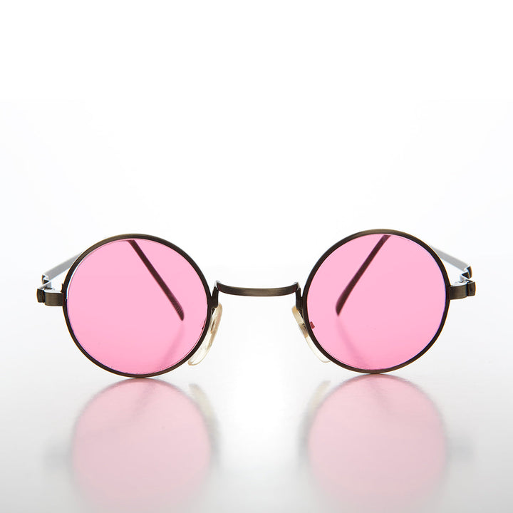 Small Round Tinted Lens Hippy Vintage Sunglasses - Chan
