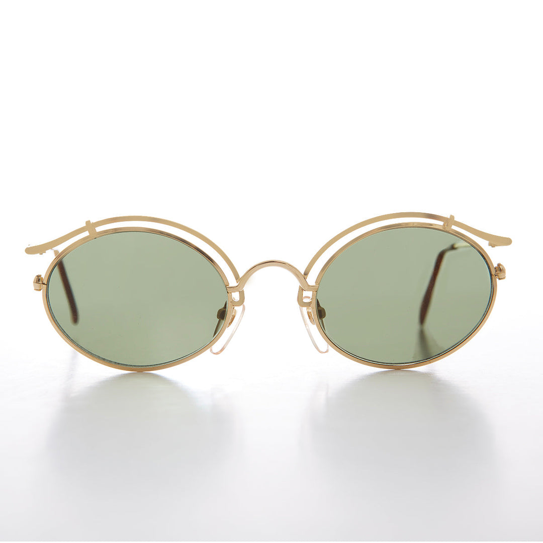 Gold Oval Eyelid Vintage Sunglasses  - Cohen