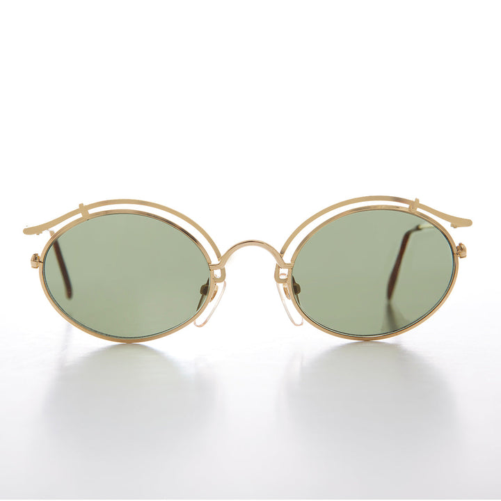 Gold Oval Eyelid Vintage Sunglasses  - Cohen