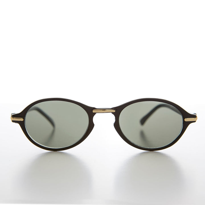 Oval Sunglass with Gold Accents Key Hole Bridge - Cooper