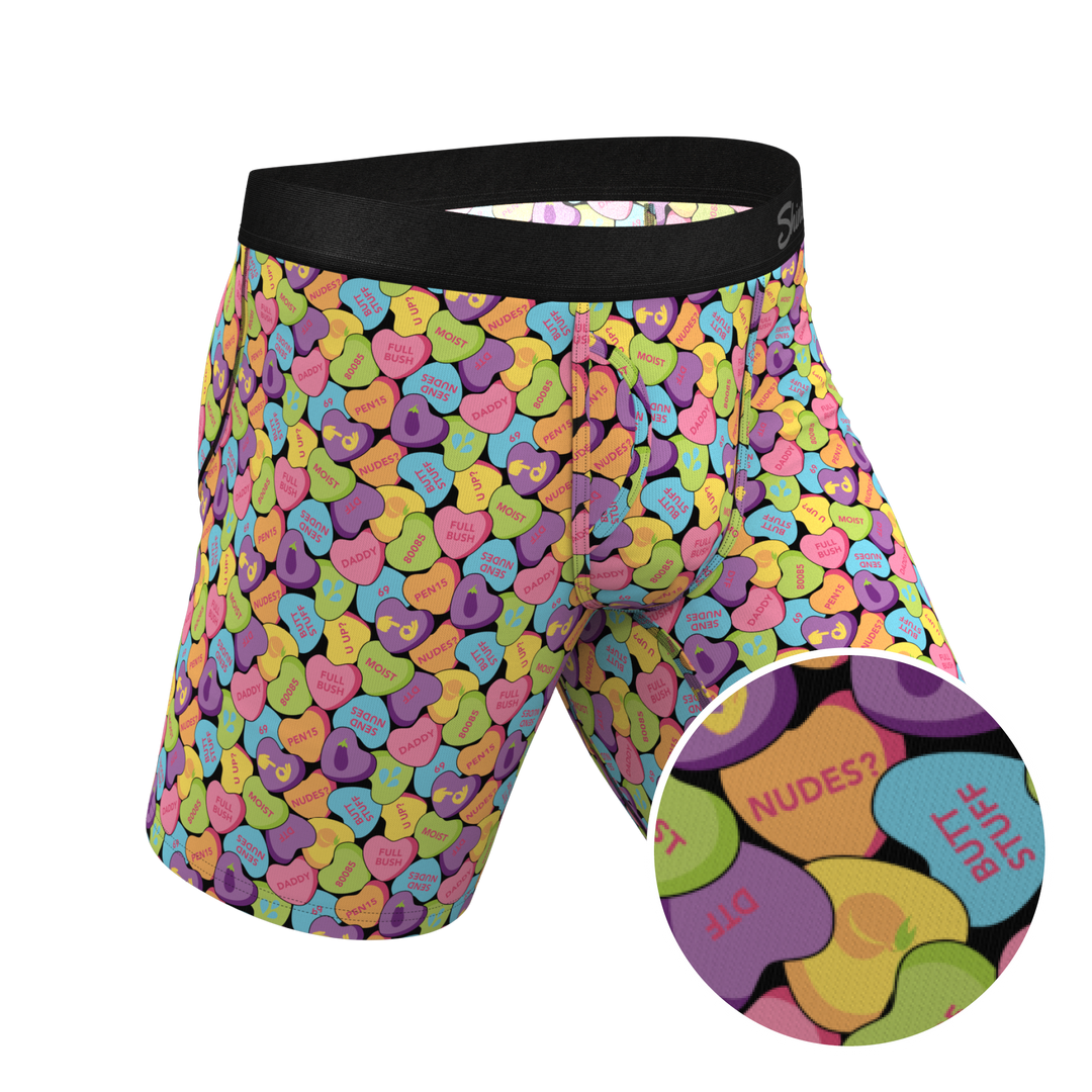 The Candy Crush | Candy Hearts Long Leg Ball Hammock® Pouch Underwear With Fly