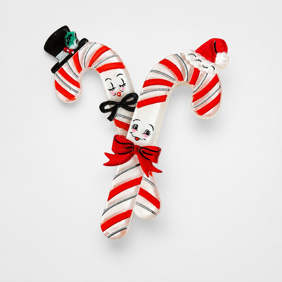 Candy Cane Couple Brooch by 50's Vintage Dame x Lipstick & Chrome