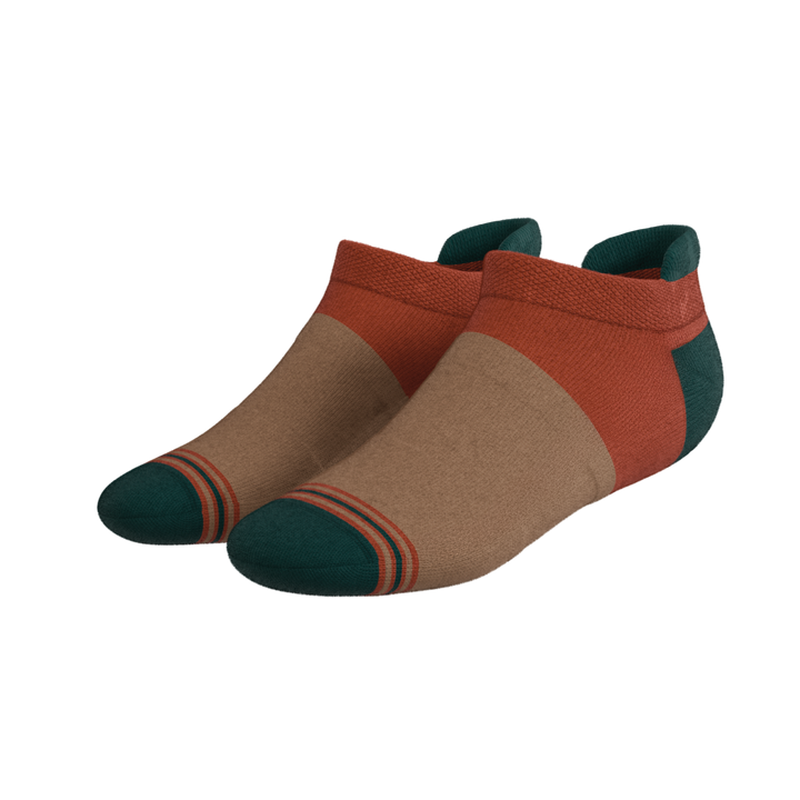 The Car Camper | Earth Tone Color Block Heel Hammock™ Ankle Socks