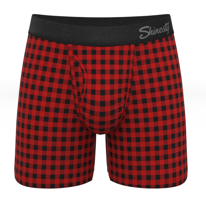 The Cardinal | Micro Buffalo Check Ball Hammock® Pouch Underwear With Fly