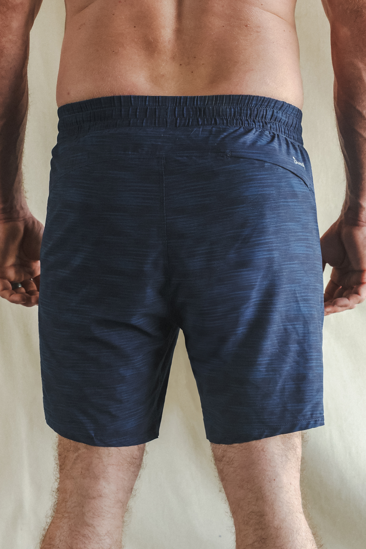 The Cardio King | Navy Space Dye Ball Hammock® 5 Inch Athletic Shorts