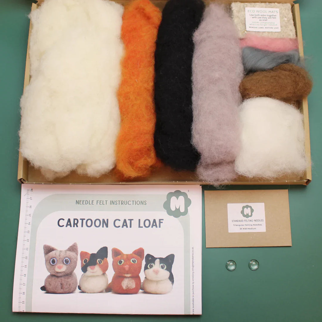 Cartoon Cat Loaf Needle Felting Kit by The Makerss KTS-CartoonCatLoaf-Complete