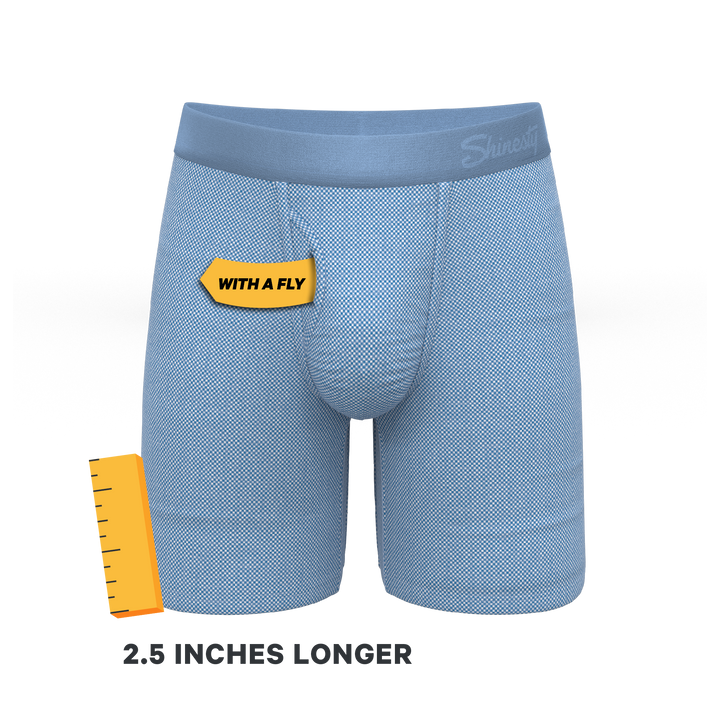 The Chambray All Day | Blue Chambray Long Leg Ball Hammock® Pouch Underwear With Fly