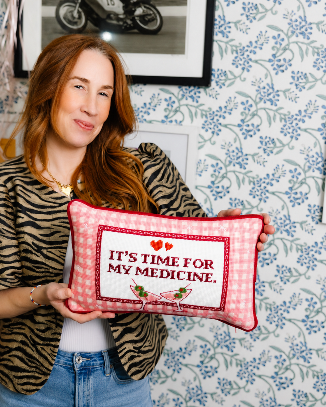 Time for my Medicine Needlepoint Pillow