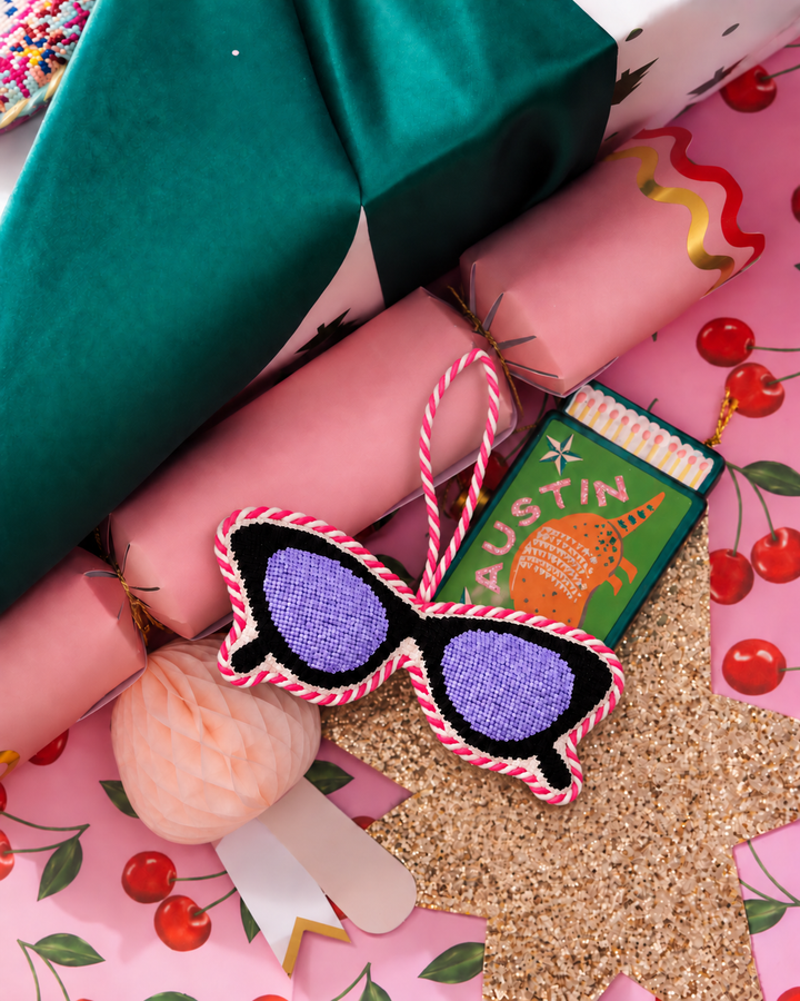 Needlepoint Icon Ornament - Cat Eye Sunglasses