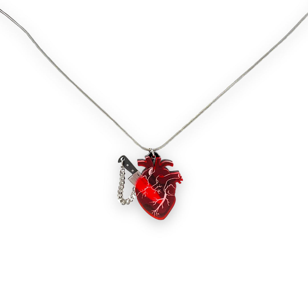 Chopped Heart Necklace - Drop Dead Red