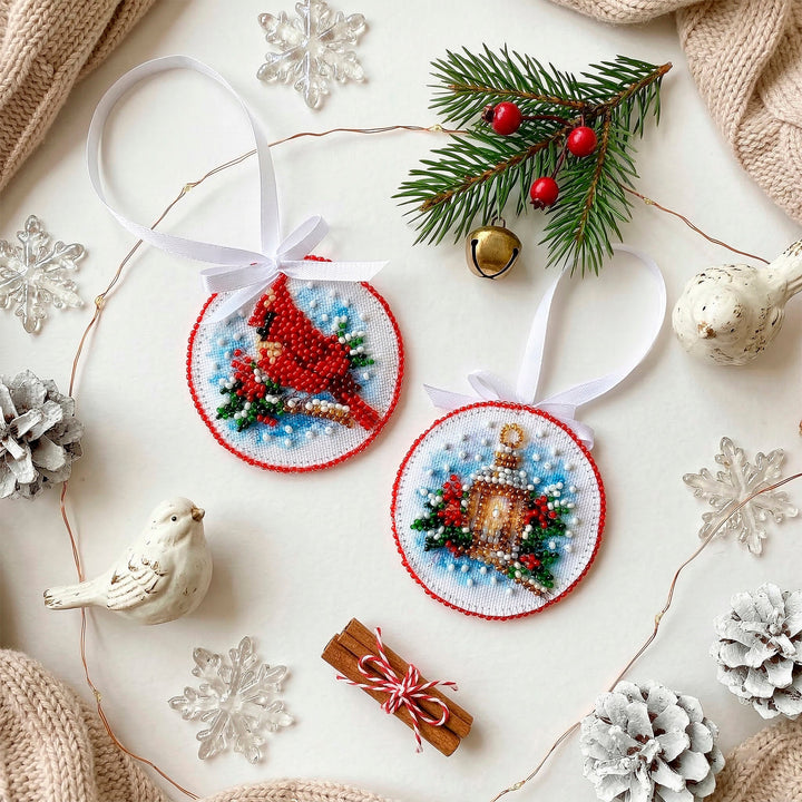 Christmas Singing Bead Embroidery Decoration Kit by Abris Art ABT-065