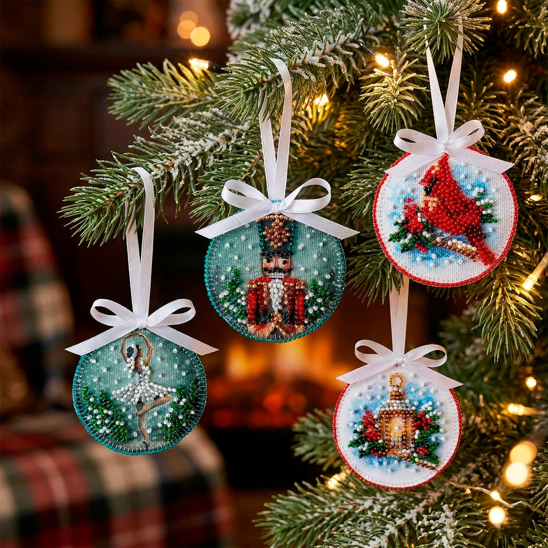 Christmas Singing Bead Embroidery Decoration Kit by Abris Art ABT-065