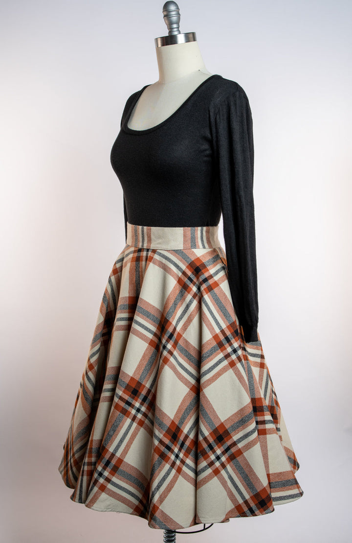 Haute Circle Skirt - Flannel, Pumpkin Spice Plaid