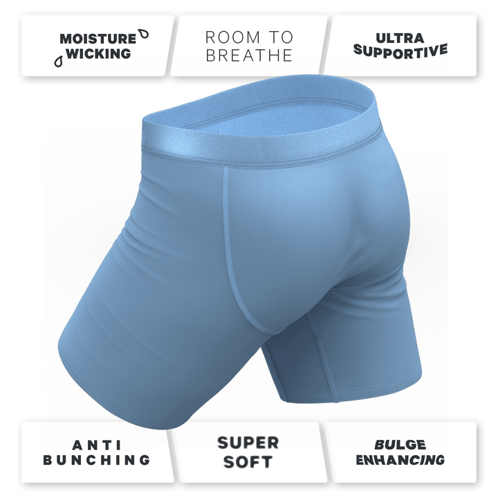 The Clear Skies | Light Blue Tonal Long Leg Ball Hammock® Pouch Underwear With Fly