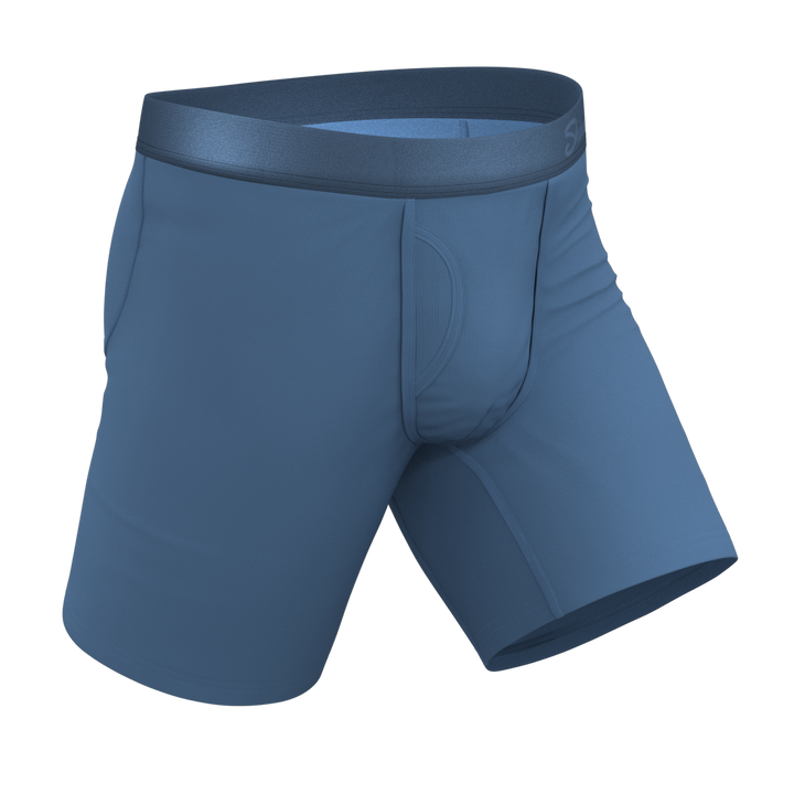 The Cool Cobalt | Slate Blue Long Leg Ball Hammock® Pouch Underwear With Fly