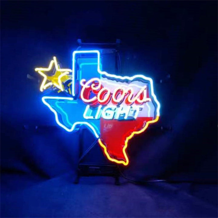 Coors Light with Texas Maps Neon Signs Light