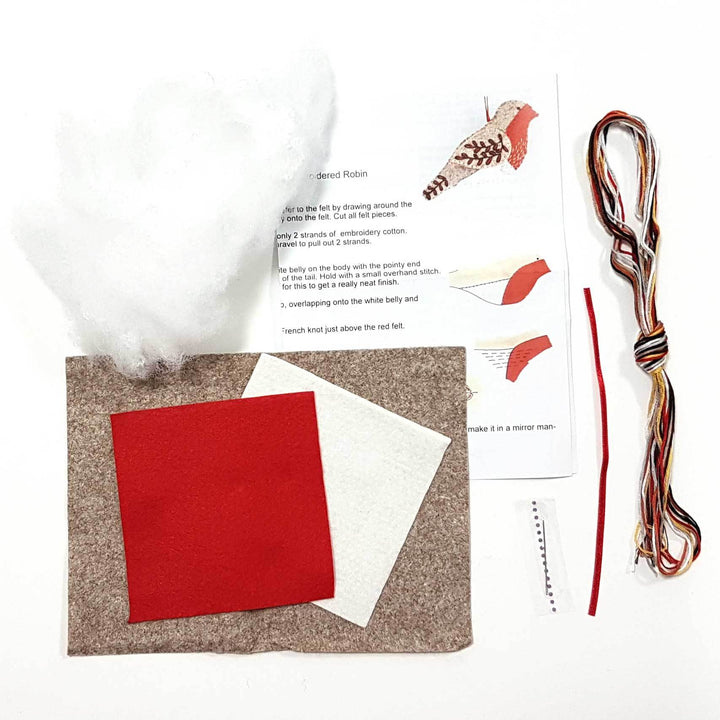 Embroidered Robin Felt Craft Mini Kit by Corinne Lapierre MKRBN1F