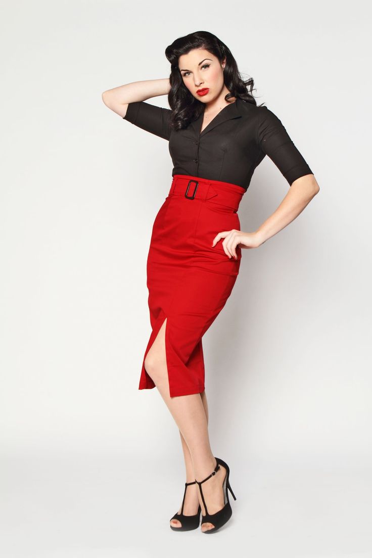 Vogue Pencil Skirt- Red