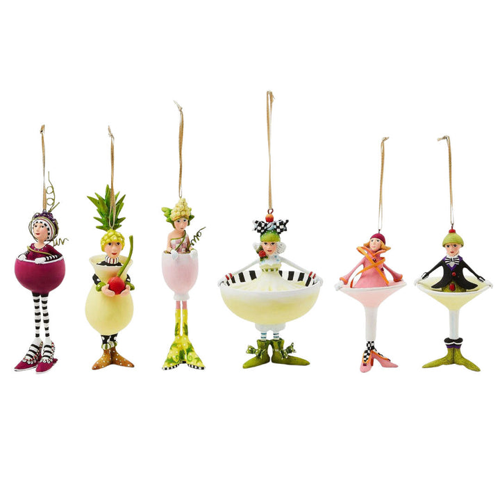 Patience Brewster Mini Cocktail Ornaments Set of 6 by MacKenzie-Childs complete collection