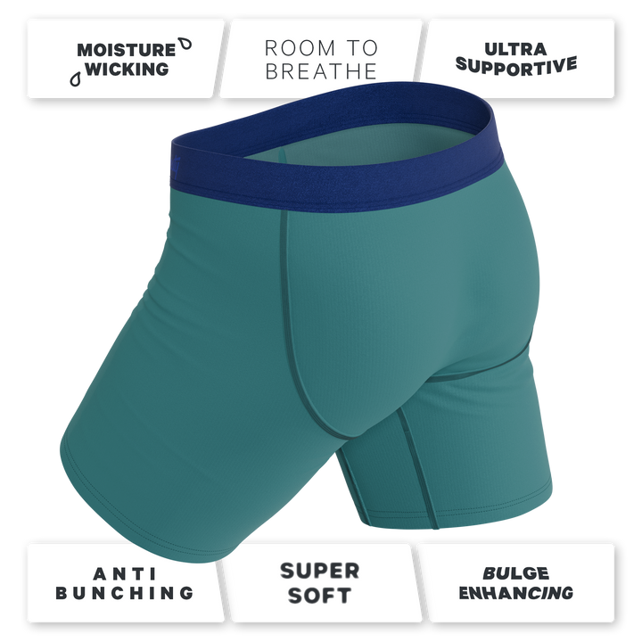 The Curacao | Teal Long Leg Ball Hammock® Pouch Underwear With Fly