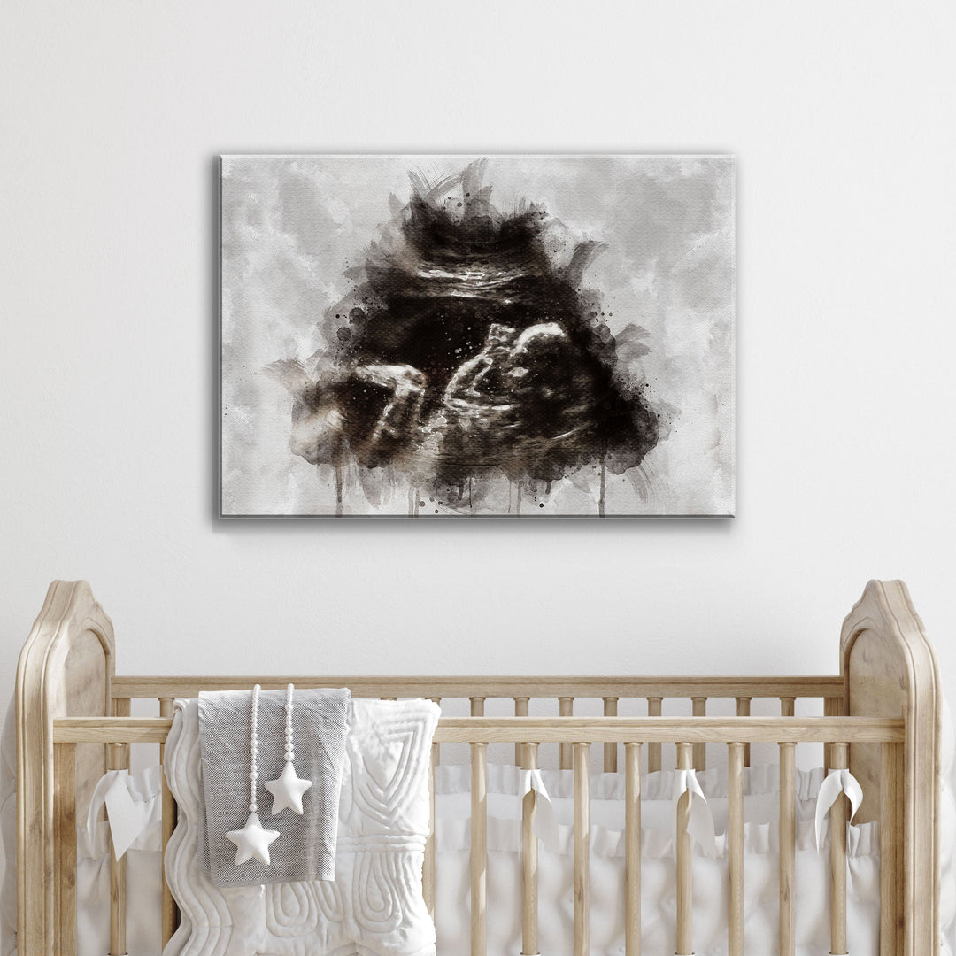 Custom Baby Ultrasound Watercolor Portrait