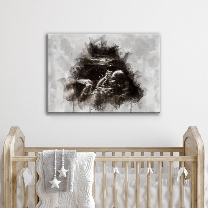 Custom Baby Ultrasound Watercolor Portrait