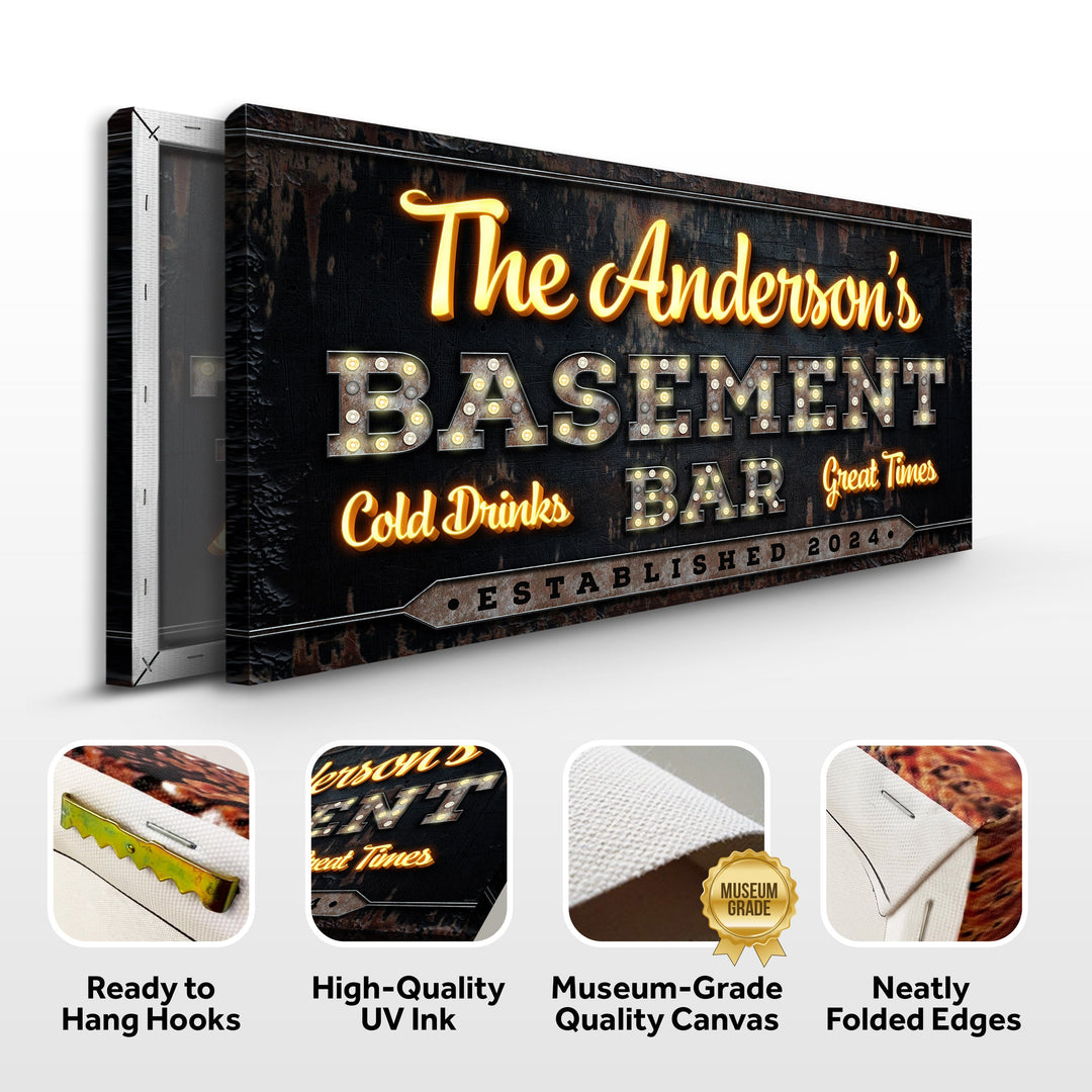 Custom Vintage Rust Basement Bar Sign III