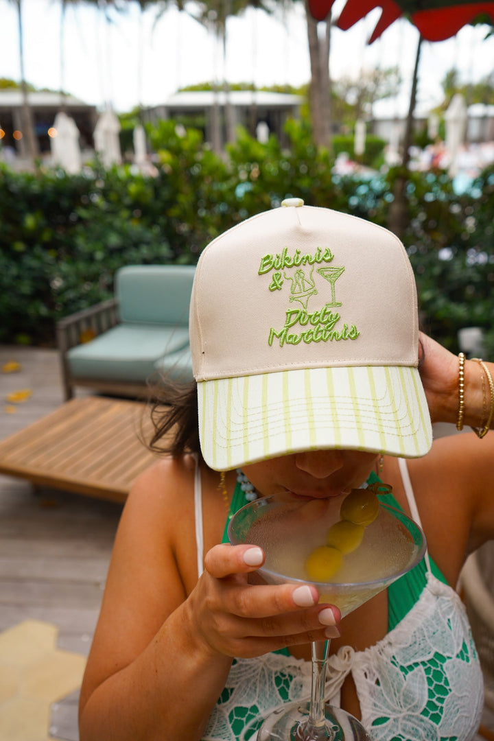 Bikinis & Dirty Martinis - Green Stripe Trucker Hat