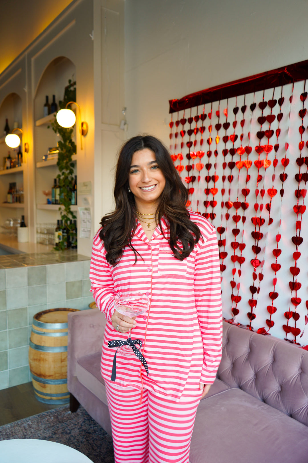 Pink & Red Stripes - Long Pajama Set
