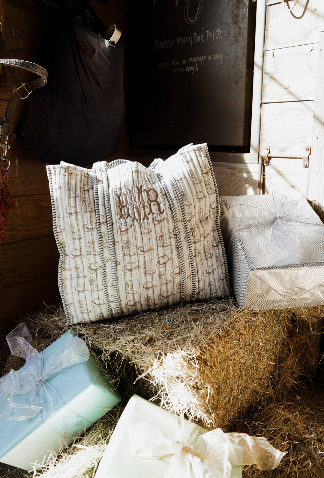 Western Blues Quilted Tote Bag