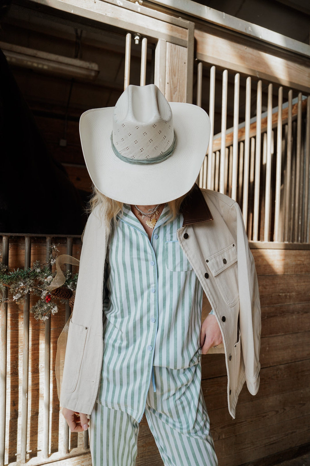 Blue Spruce Stripes - Long Pajama Set
