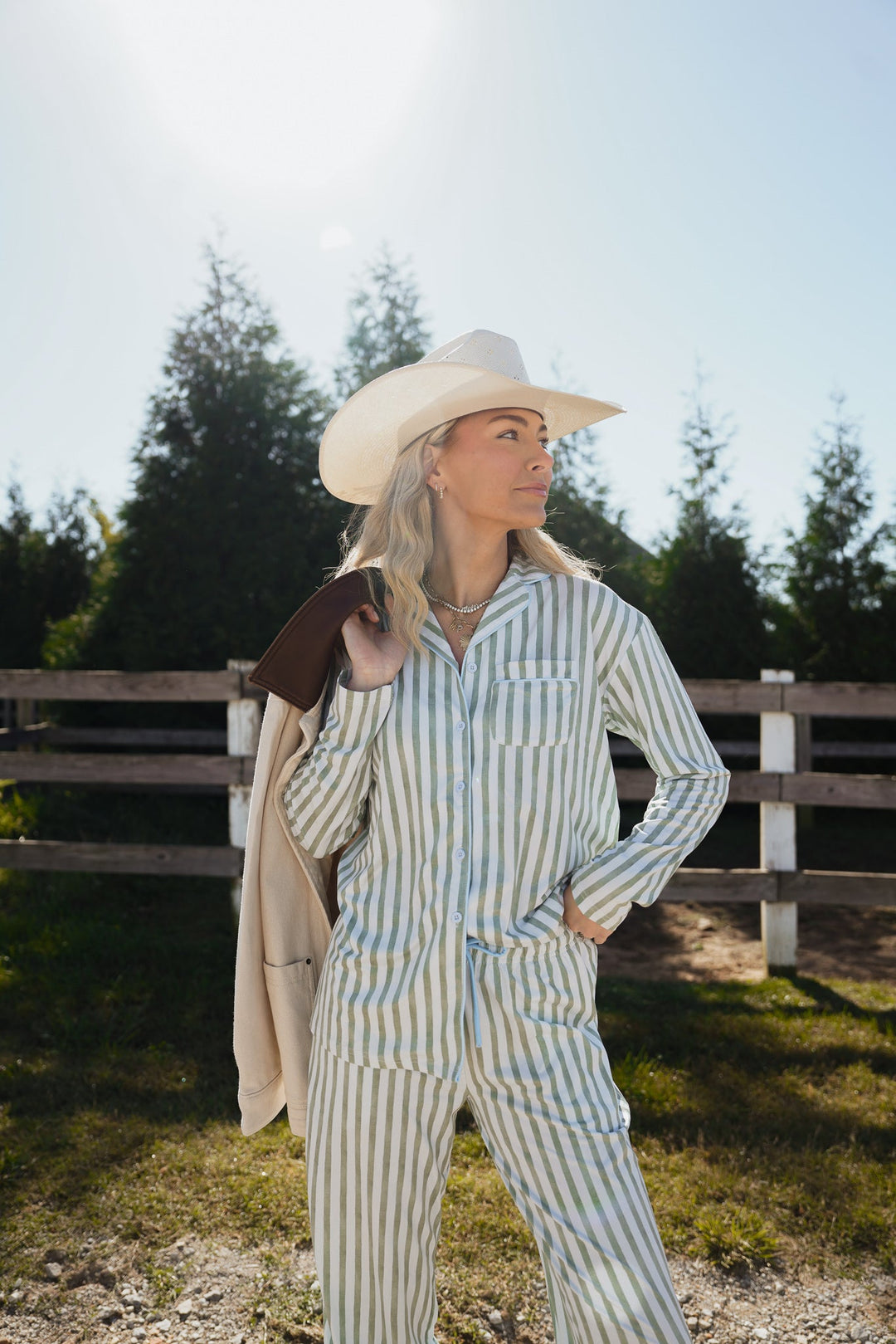 Blue Spruce Stripes - Long Pajama Set