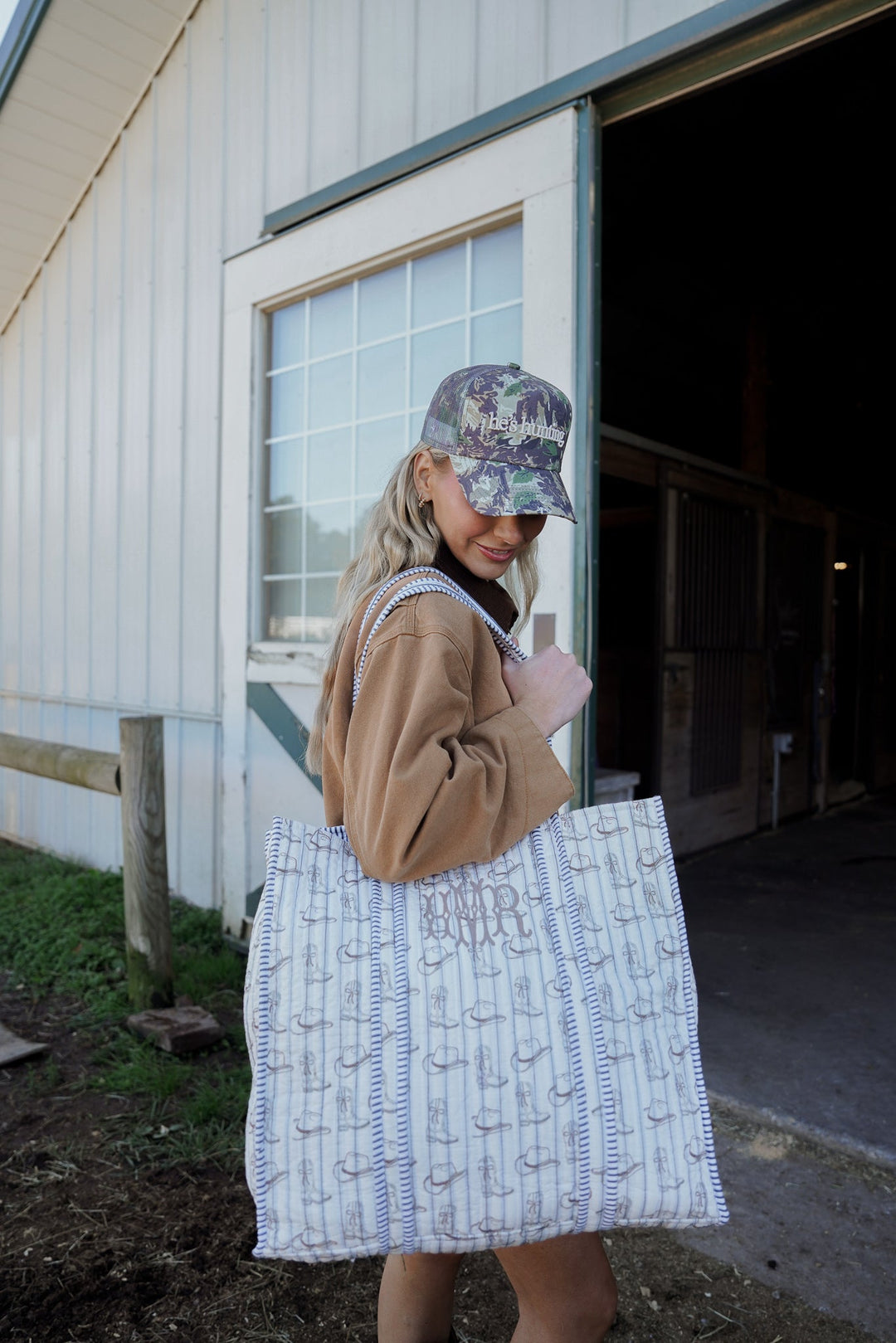 Western Blues Quilted Tote Bag