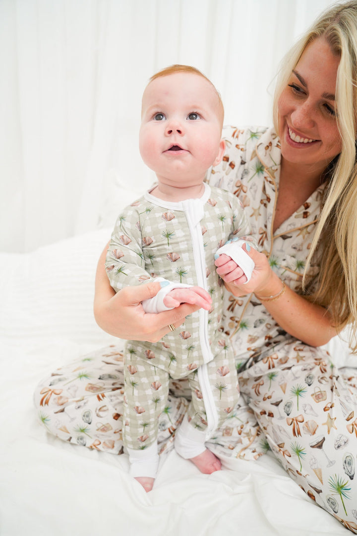 Neutral Coastal Cocktail - Short Sleeve + Pant Pajama Set