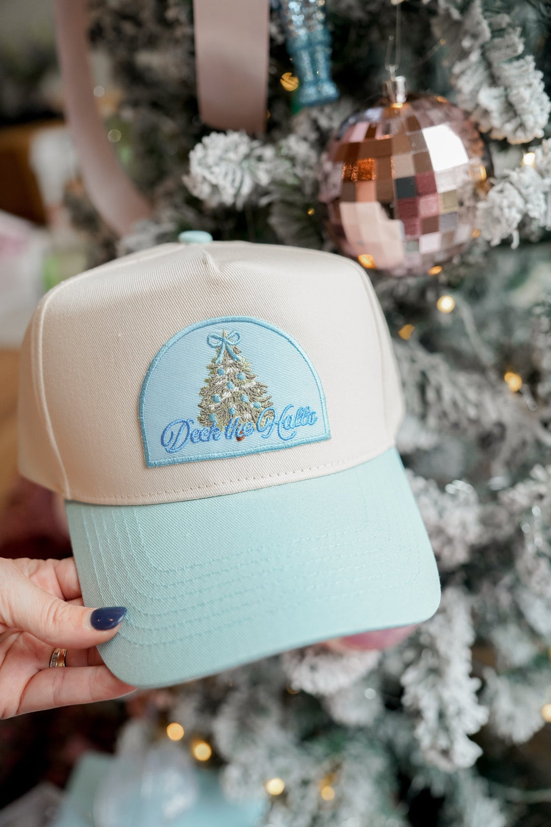 Deck the Halls - Baby Blue Vintage Trucker Hat