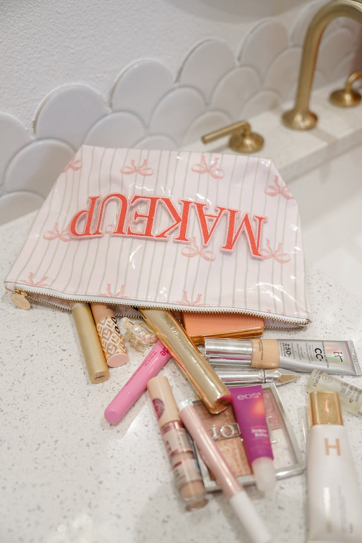 Makeup - Pink Ribbons Clear Coat Bag