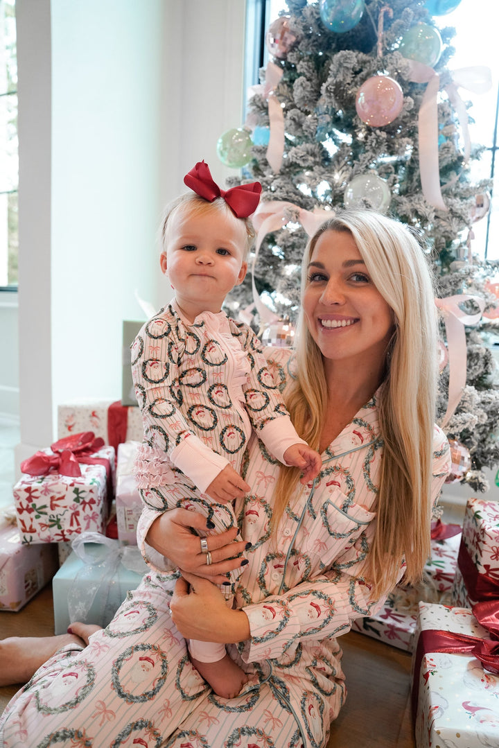 Pink Santa - Ribbed Long Pajama Set